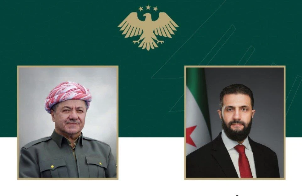 على خلفية مواجهات حلب..الشرع يتصل ببارزاني